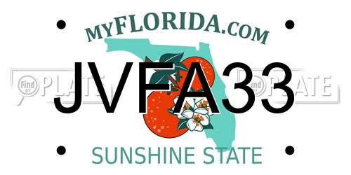 JVFA33 Florida License Plate