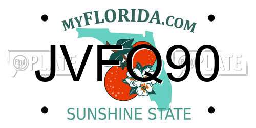 JVFQ90 Florida License Plate