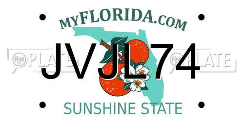 JVJL74 Florida License Plate