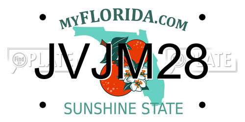 JVJM28 Florida License Plate