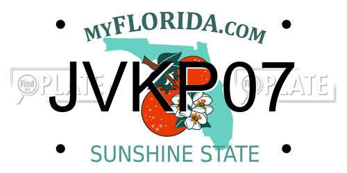 JVKP07 Florida License Plate