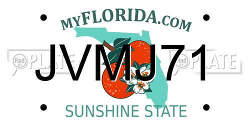 JVMJ71 Florida License Plate