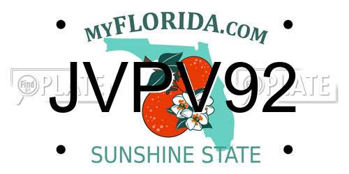 JVPV92 Florida License Plate