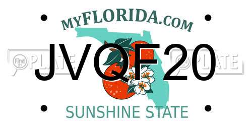 JVQF20 Florida License Plate