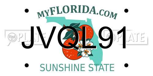 JVQL91 Florida License Plate
