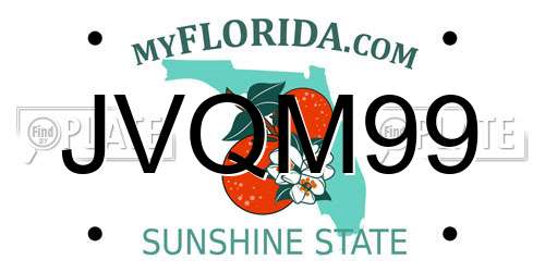 JVQM99 Florida License Plate
