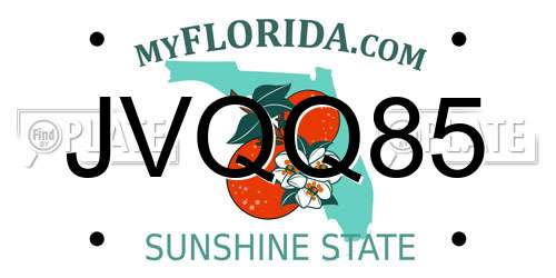 JVQQ85 Florida License Plate