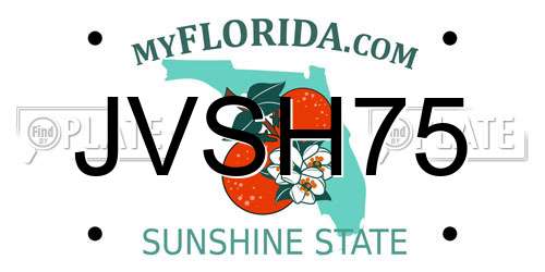 JVSH75 Florida License Plate