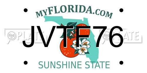 JVTF76 Florida License Plate