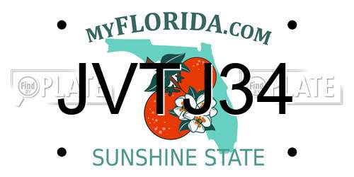 JVTJ34 Florida License Plate