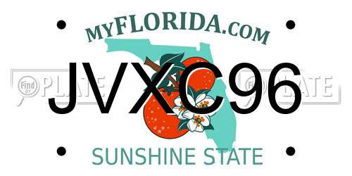 JVXC96 Florida License Plate