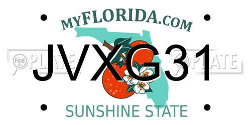 JVXG31 Florida License Plate