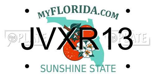 JVXR13 Florida License Plate