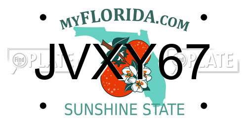 JVXY67 Florida License Plate