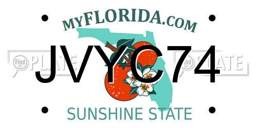 JVYC74 Florida License Plate