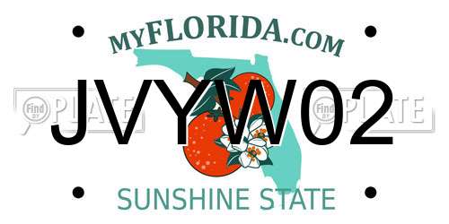 JVYW02 Florida License Plate
