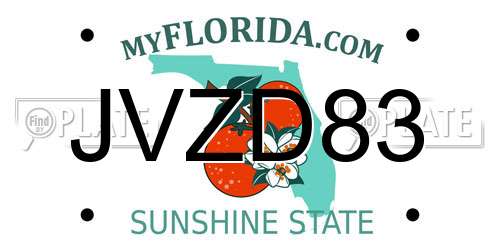 JVZD83 Florida License Plate