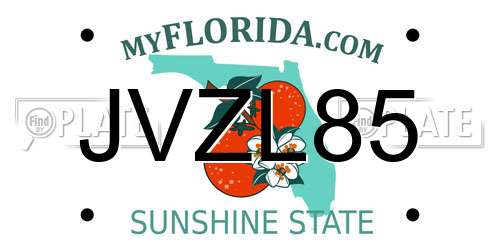 JVZL85 Florida License Plate
