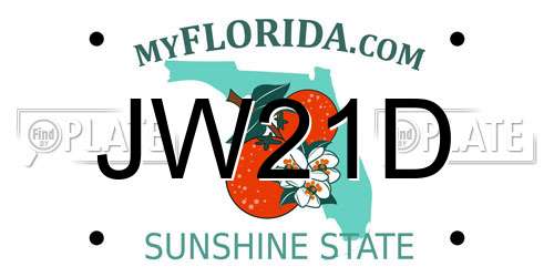 JW21D Florida License Plate
