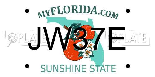 JW37E Florida License Plate