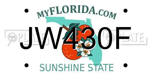 JW430F Florida License Plate