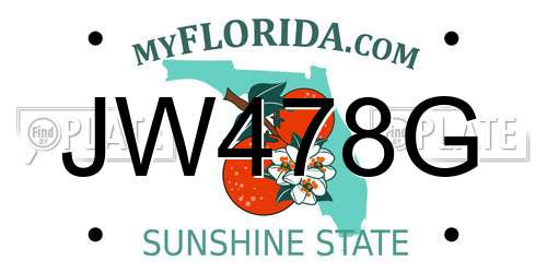 JW478G Florida License Plate