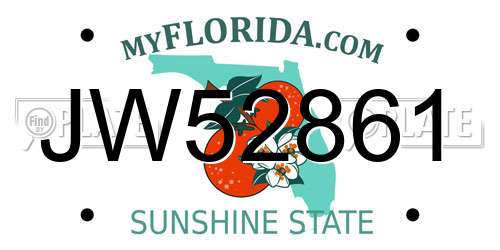 JW52861 Florida License Plate