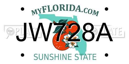 JW728A Florida License Plate