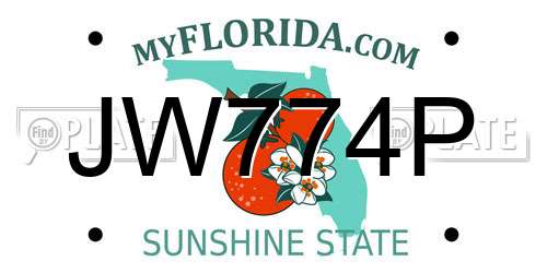 JW774P Florida License Plate
