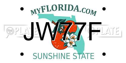 JW77F Florida License Plate