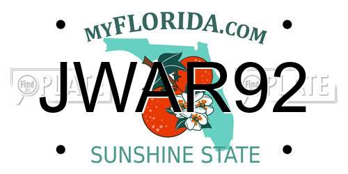JWAR92 Florida License Plate