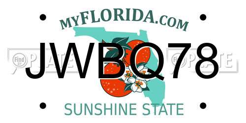 JWBQ78 Florida License Plate