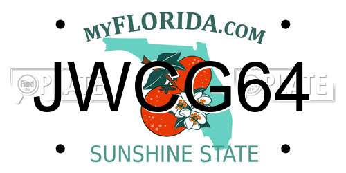 JWCG64 Florida License Plate