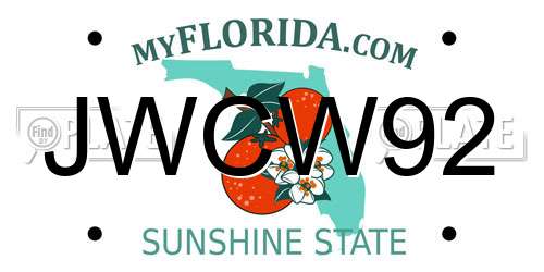 JWCW92 Florida License Plate