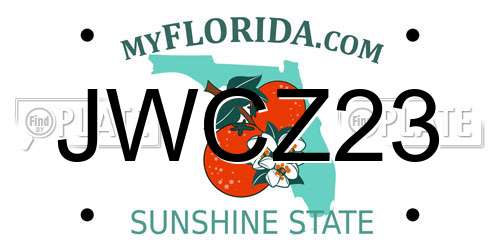 JWCZ23 Florida License Plate