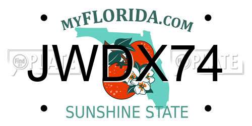 JWDX74 Florida License Plate