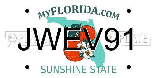 JWEV91 Florida License Plate