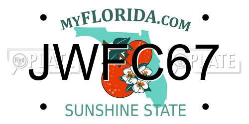 JWFC67 Florida License Plate