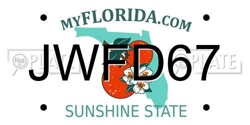JWFD67 Florida License Plate