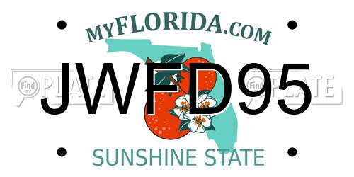JWFD95 Florida License Plate