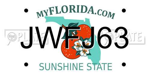 JWFJ63 Florida License Plate