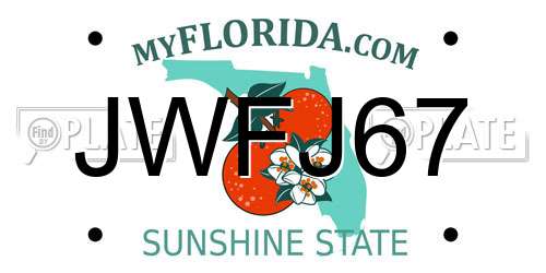 JWFJ67 Florida License Plate