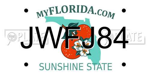 JWFJ84 Florida License Plate
