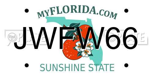 JWFW66 Florida License Plate