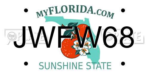 JWFW68 Florida License Plate