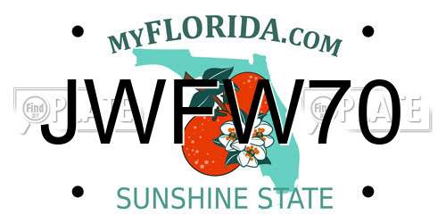 JWFW70 Florida License Plate