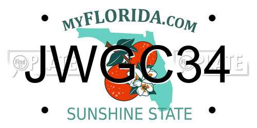 JWGC34 Florida License Plate