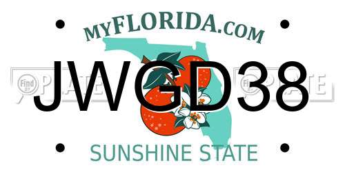 JWGD38 Florida License Plate