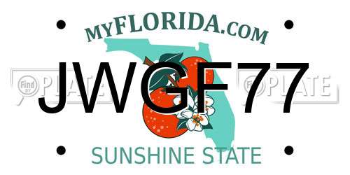 JWGF77 Florida License Plate