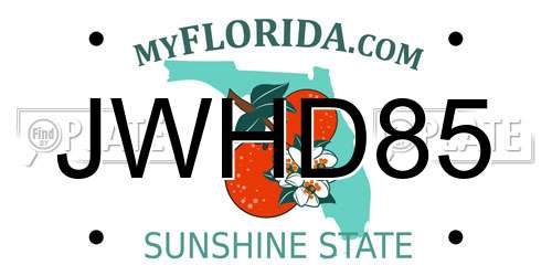 JWHD85 Florida License Plate